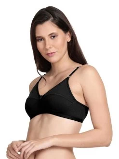 Shyle Black Non Padded Seamed Everyday Bra 12 Shyle Black Non Padded Seamed Everyday Bra -Shyaway efm001 black side1