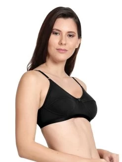 Shyle Black Non Padded Seamed Everyday Bra 11 Shyle Black Non Padded Seamed Everyday Bra -Shyaway efm001 black side2
