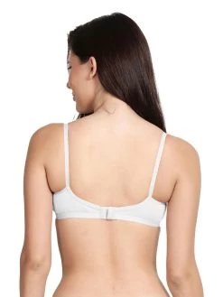 Shyle White Non Padded Seamed Everyday Bra -Shyaway efm001 white back