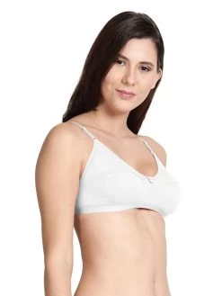 Shyle White Non Padded Seamed Everyday Bra -Shyaway efm001 white side2