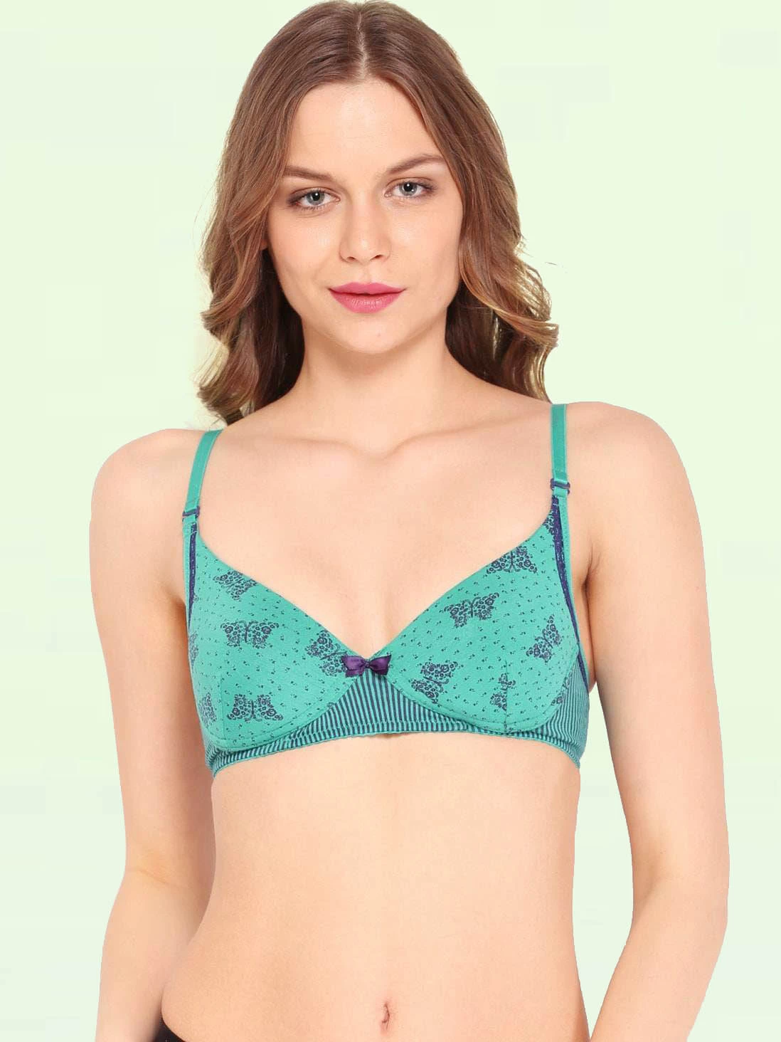 Enamor Green Butterfly Printed Racerback Bra 3 Enamor Green Butterfly Printed Racerback Bra