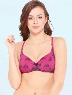 Enamor Magenta Butterfly Printed Racerback Bra