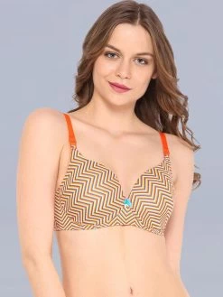 Enamor Orange Printed T-Shirt Bra