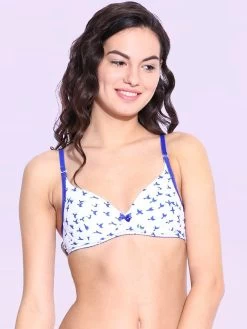 Enamor White Printed Racerback Bra