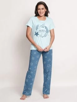 Shyaway DeepLagoon Blue Starfish Printed Pyjama Set