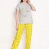 Shyaway Lemon Yellow Star Printed Pyjama Set