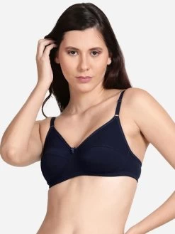Shyle Navy Non Padded Seamed Solid Casual Bra