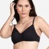 Shyle Black Non Padded Seamed Solid Casual Bra 1 Shyle Black Non Padded Seamed Solid Casual Bra -Shyaway front 46