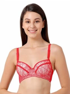 Susie Red Moulded Lace Bra With Underwire