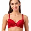 Susie Hot Red Lace Neckline Satin Balconette Bra