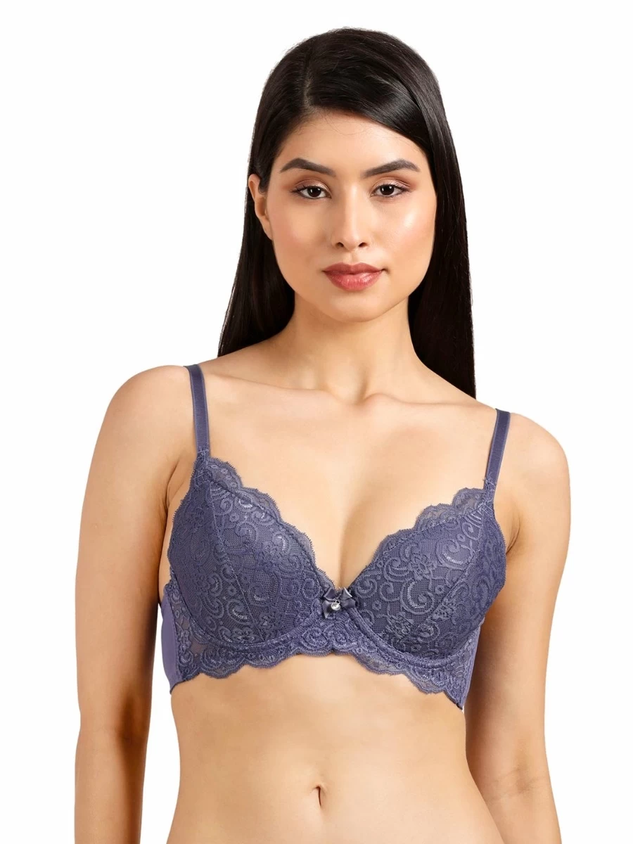 Susie Smokey Plum Front Lace Padded Wired Bra 3 Susie Smokey Plum Front Lace Padded Wired Bra