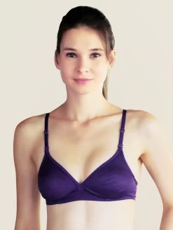 Laavian Purple Lightly Lined Plunge Neck T-Shirt Bra