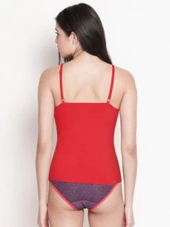 Susie Racing Red Lace Neck Adjustable Strap Camisole -Shyaway lc001 racingred 02