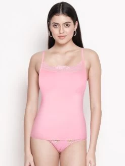 Susie Tickled Pink Lace Neck Adjustable Strap Camisole