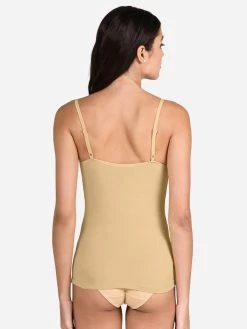 Susie Almond Buff V Neck Adjustable Strap Camisole -Shyaway lc002 almondbuff back