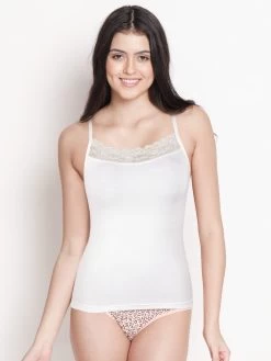 Susie White Lace Neck Adjustable Strap Camisole