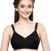 Libra Black Cotton Seamed Non Padded Everyday Bra -Shyaway lib004 black front