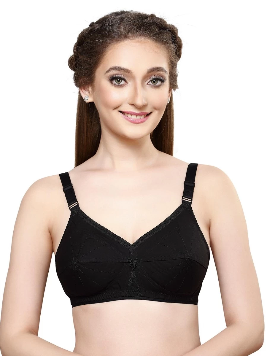 Libra Black Cotton Seamed Non Padded Everyday Bra 3 Libra Black Cotton Seamed Non Padded Everyday Bra