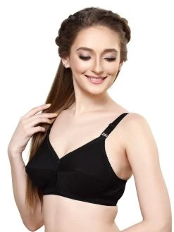 Libra Black Cotton Seamed Non Padded Everyday Bra 8 Libra Black Cotton Seamed Non Padded Everyday Bra -Shyaway lib004 black side