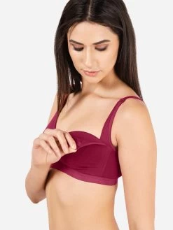 Susie Beet Red Criss Cross Nursing Bra -Shyaway lnb001 beetred detail 1