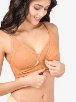 Susie Fenugreek Skin Front Open Nursing Bra -Shyaway lnb002 fenugreekskin detail 1