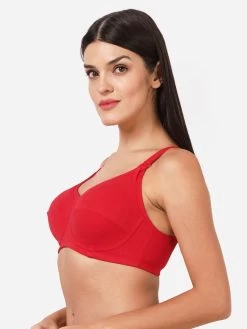 Susie Racing Red Clip-On Full Coverage Nursing Bra -Shyaway lnb003 racingred side