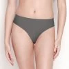 Susie StormFront Grey Low Coverage Solid Thong Panty