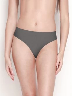 Susie StormFront Grey Low Coverage Solid Thong Panty
