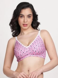 Susie Bright White Abstract Printed Non Padded Bra