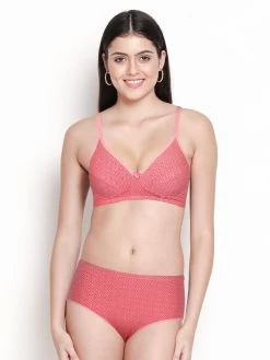 Susie Candlelight Peach Geometric Print Lingerie Set