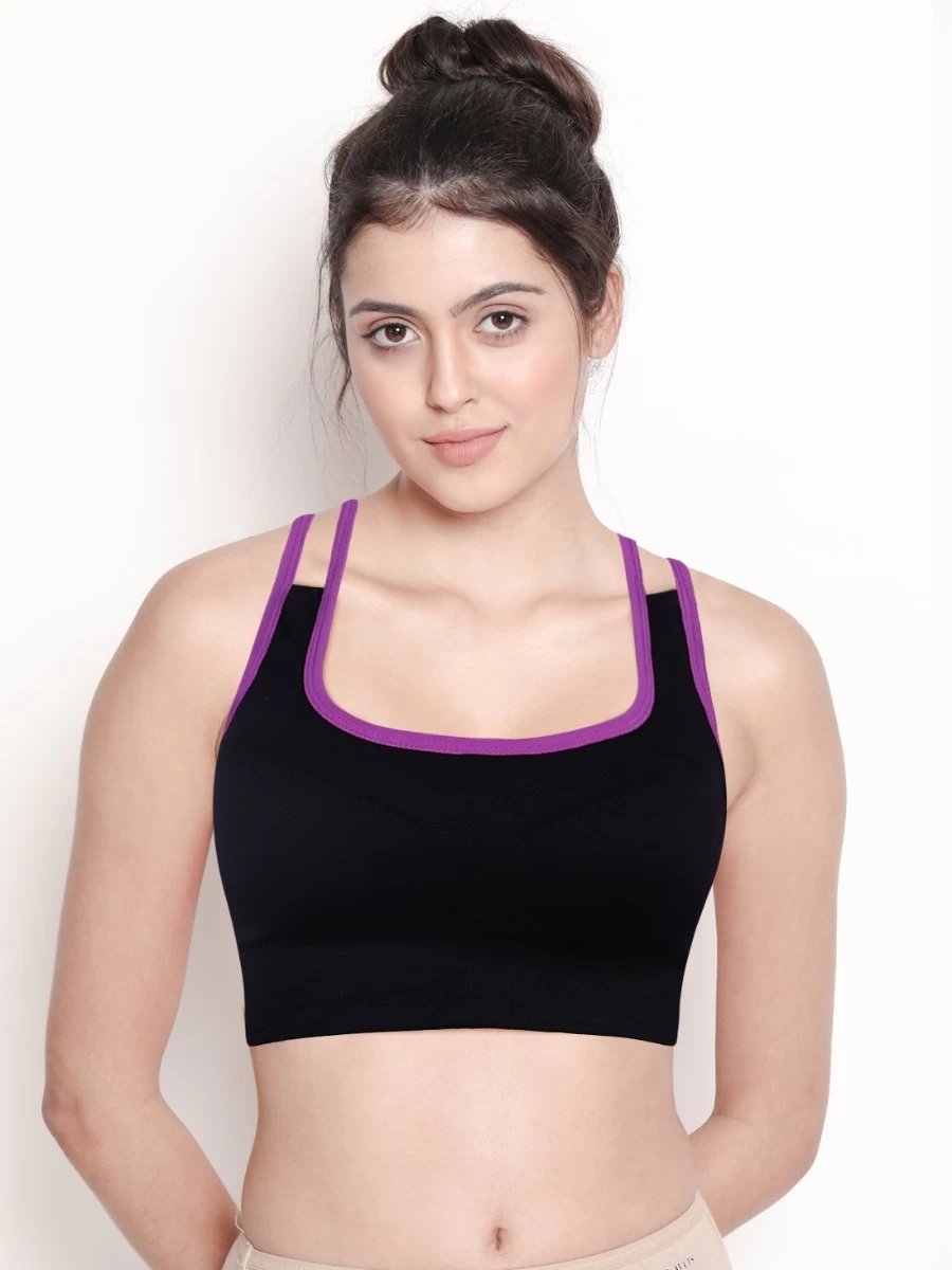 Shyle Black Purple Straps Sports Bra 4 Shyle Black Purple Straps Sports Bra - Image 2