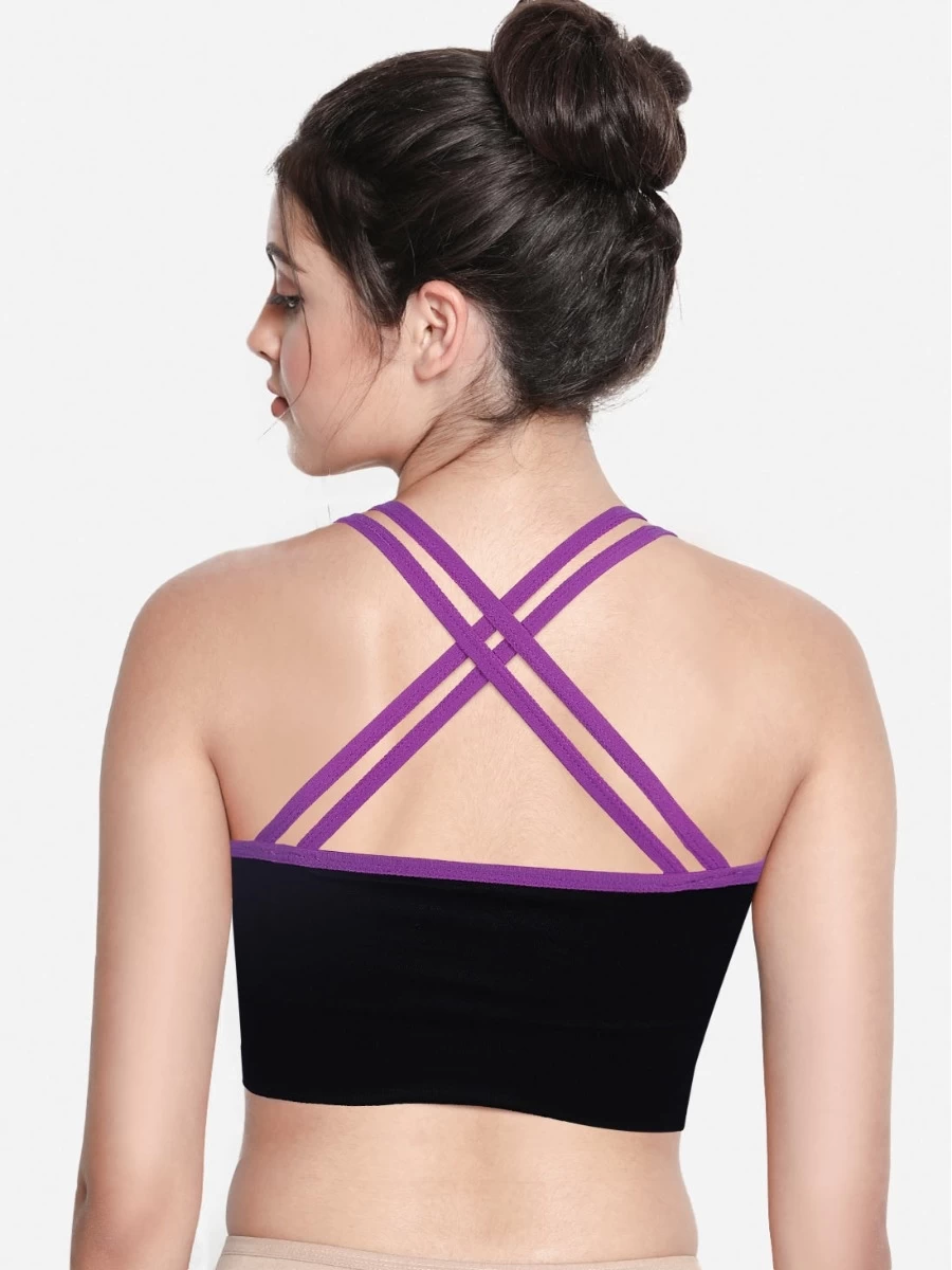 Shyle Black Purple Straps Sports Bra 5 Shyle Black Purple Straps Sports Bra - Image 3