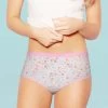 Susie White Pink Printed Pink Soft Elastic Hipster Panty -Shyaway ne10013 whitepink front