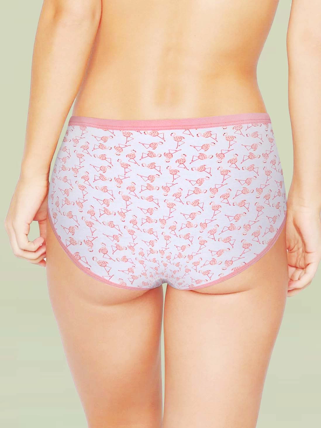 Susie White Pink Flamingo Printed Soft Elastic Hipster Panty 4 Susie White Pink Flamingo Printed Soft Elastic Hipster Panty - Image 2
