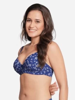 Taabu Surf Blue Paisley Print Padded Wirefree T Shirt Bra -Shyaway new 0017 prtb016 surfblue