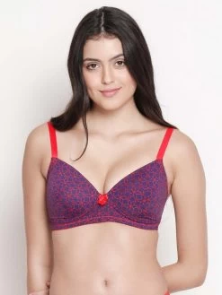 Taabu Ocean Blue Flower Print Padded Wirefree T Shirt Bra