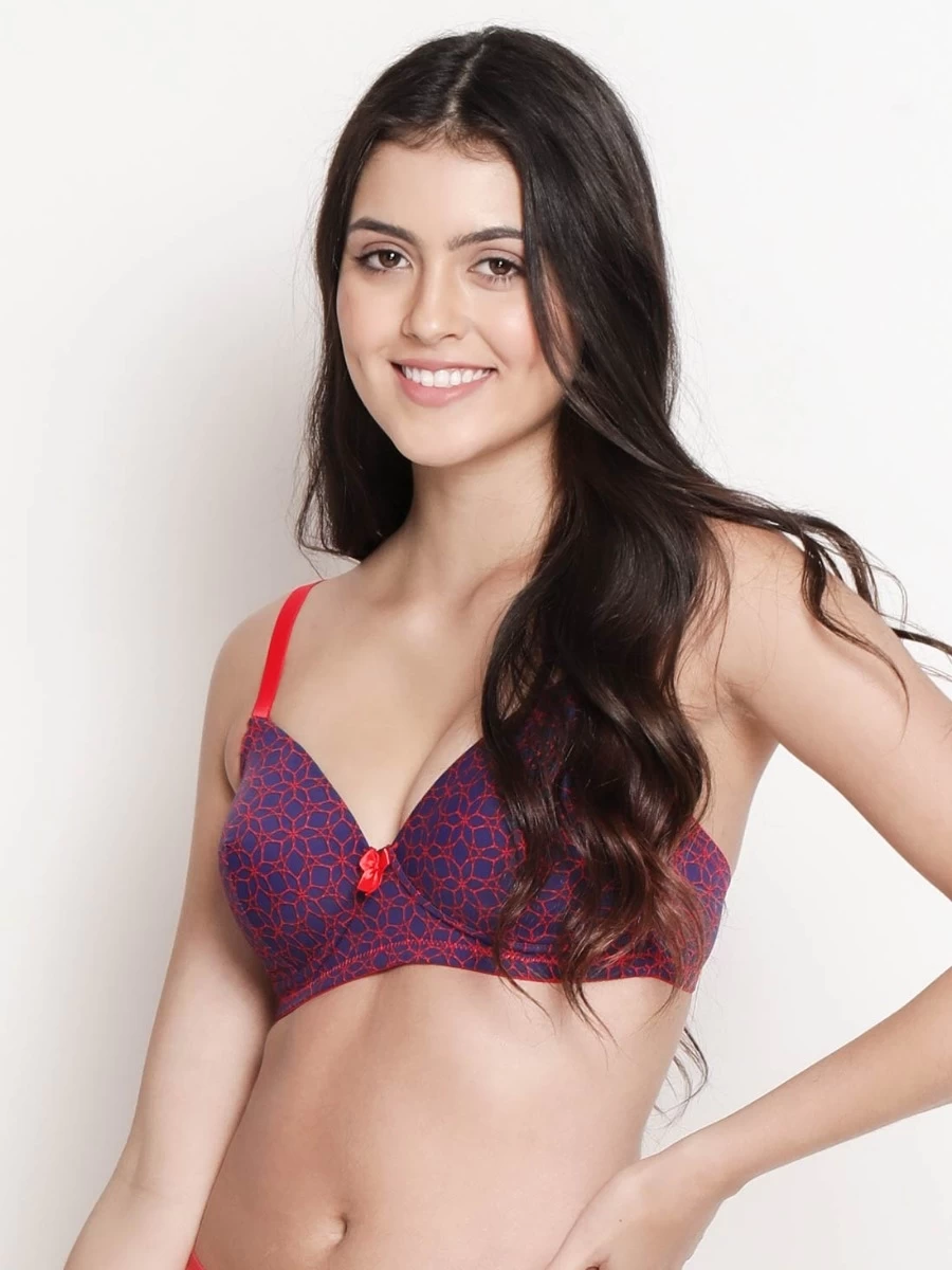 Taabu Ocean Blue Flower Print Padded Wirefree T Shirt Bra 6 Taabu Ocean Blue Flower Print Padded Wirefree T Shirt Bra - Image 4