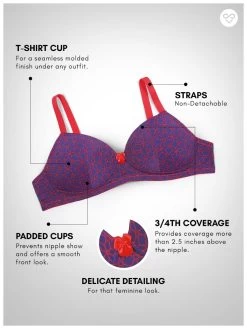 Taabu Ocean Blue Flower Print Padded Wirefree T Shirt Bra 10 Taabu Ocean Blue Flower Print Padded Wirefree T Shirt Bra -Shyaway prtb004 oceanblue 05