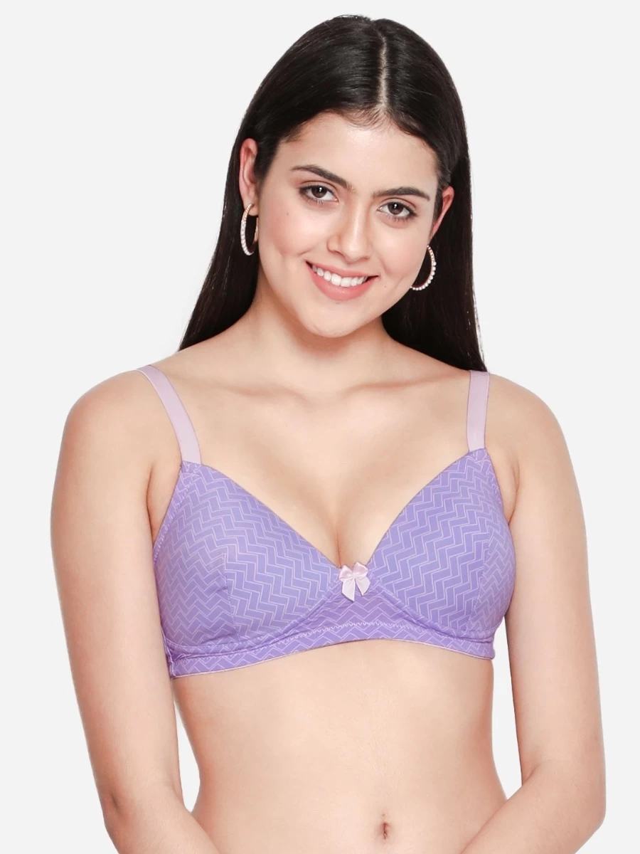 Taabu Pastel Lilac Abstract Print Padded Wirefree T Shirt Bra 3 Taabu Pastel Lilac Abstract Print Padded Wirefree T Shirt Bra