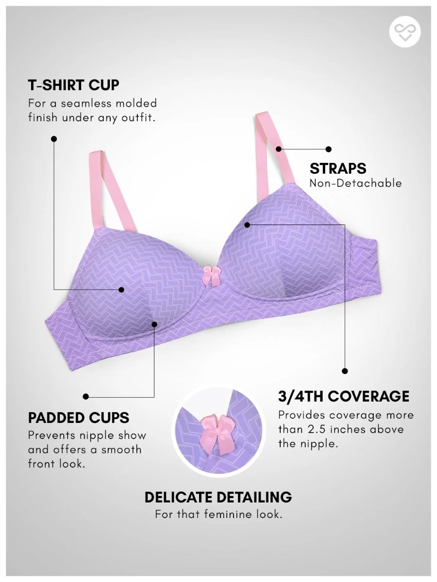 Taabu Pastel Lilac Abstract Print Padded Wirefree T Shirt Bra 5 Taabu Pastel Lilac Abstract Print Padded Wirefree T Shirt Bra - Image 3