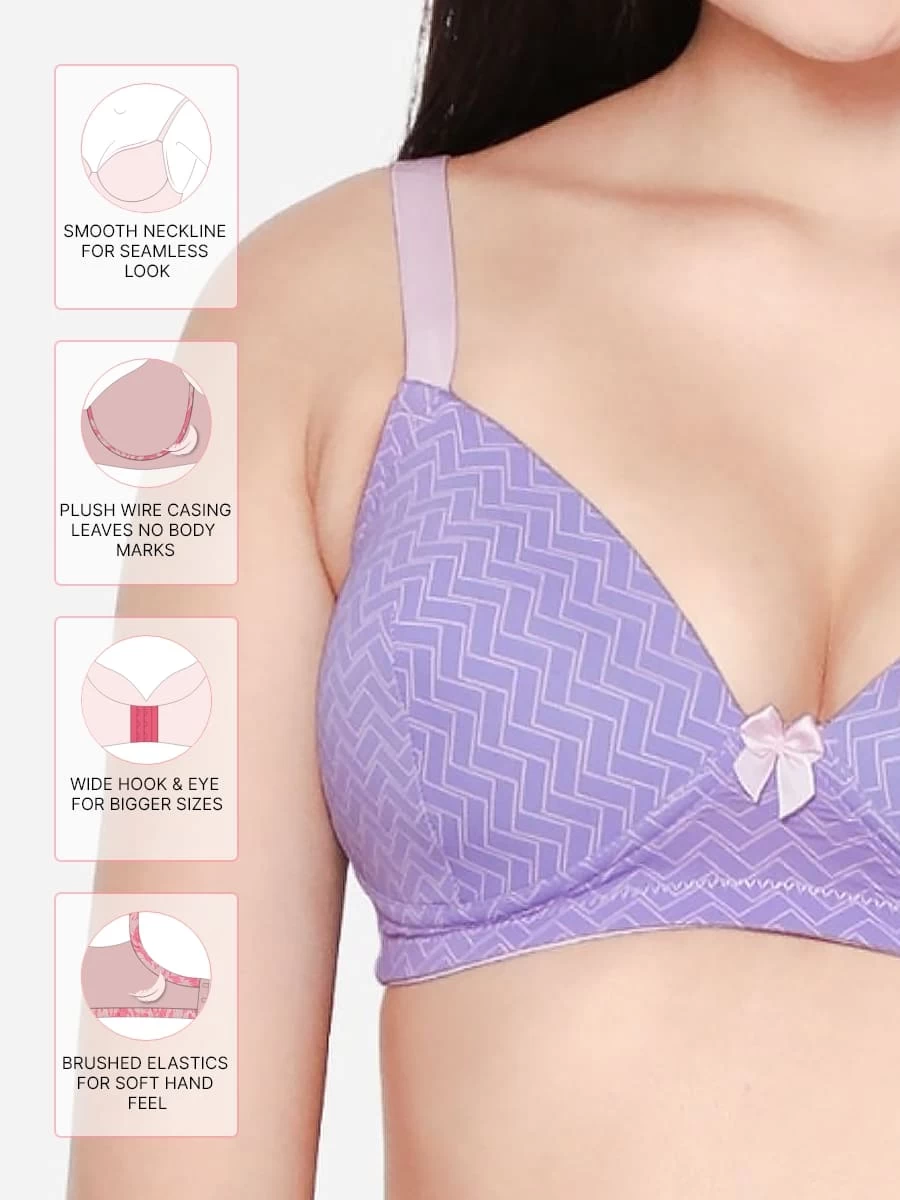 Taabu Pastel Lilac Abstract Print Padded Wirefree T Shirt Bra 4 Taabu Pastel Lilac Abstract Print Padded Wirefree T Shirt Bra - Image 2