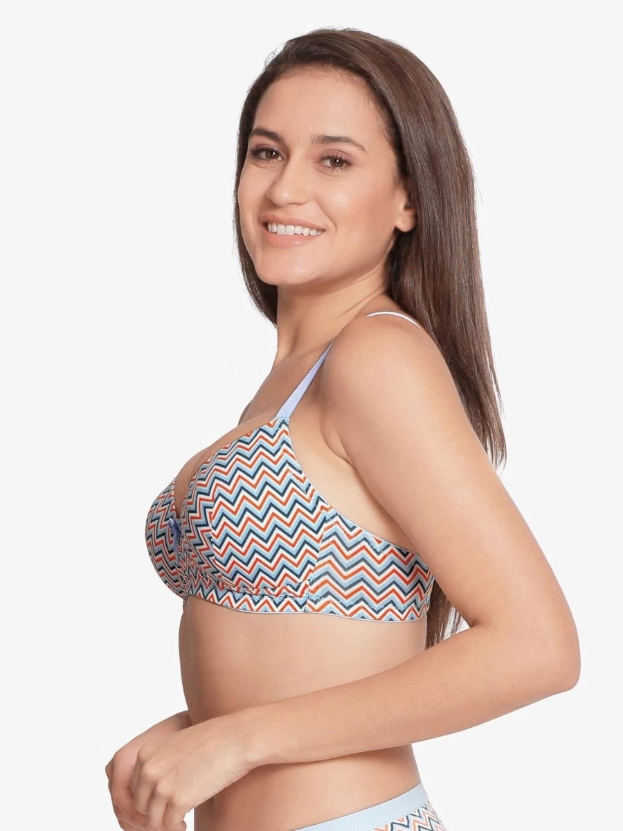 Taabu Delicate Blue Chevron Print Padded Wirefree T Shirt Bra 6 Taabu Delicate Blue Chevron Print Padded Wirefree T Shirt Bra - Image 4