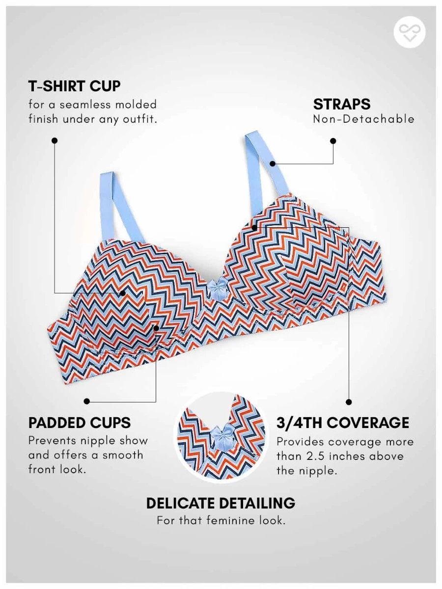 Taabu Delicate Blue Chevron Print Padded Wirefree T Shirt Bra 5 Taabu Delicate Blue Chevron Print Padded Wirefree T Shirt Bra - Image 3