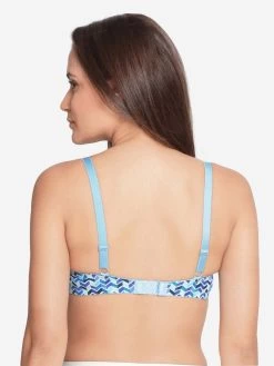 Taabu Ethereal Blue Geometric Print Padded Wirefree T Shirt Bra -Shyaway prtb013 etherealblue 04