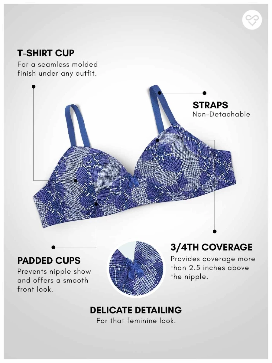 Taabu SurfBlue Snake Print Padded Wirefree T Shirt Bra 5 Taabu SurfBlue Snake Print Padded Wirefree T Shirt Bra - Image 3