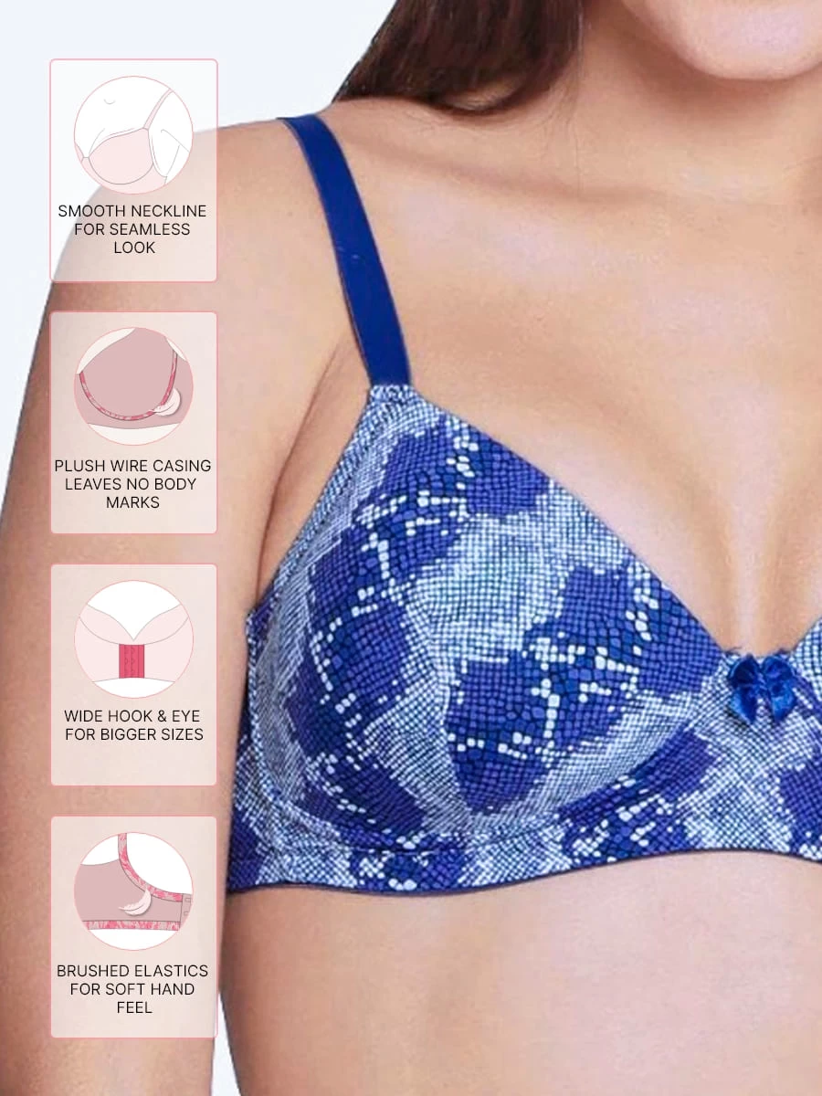 Taabu SurfBlue Snake Print Padded Wirefree T Shirt Bra 4 Taabu SurfBlue Snake Print Padded Wirefree T Shirt Bra - Image 2