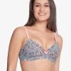 Taabu Monument Grey Floral Print Padded Wirefree T Shirt Bra