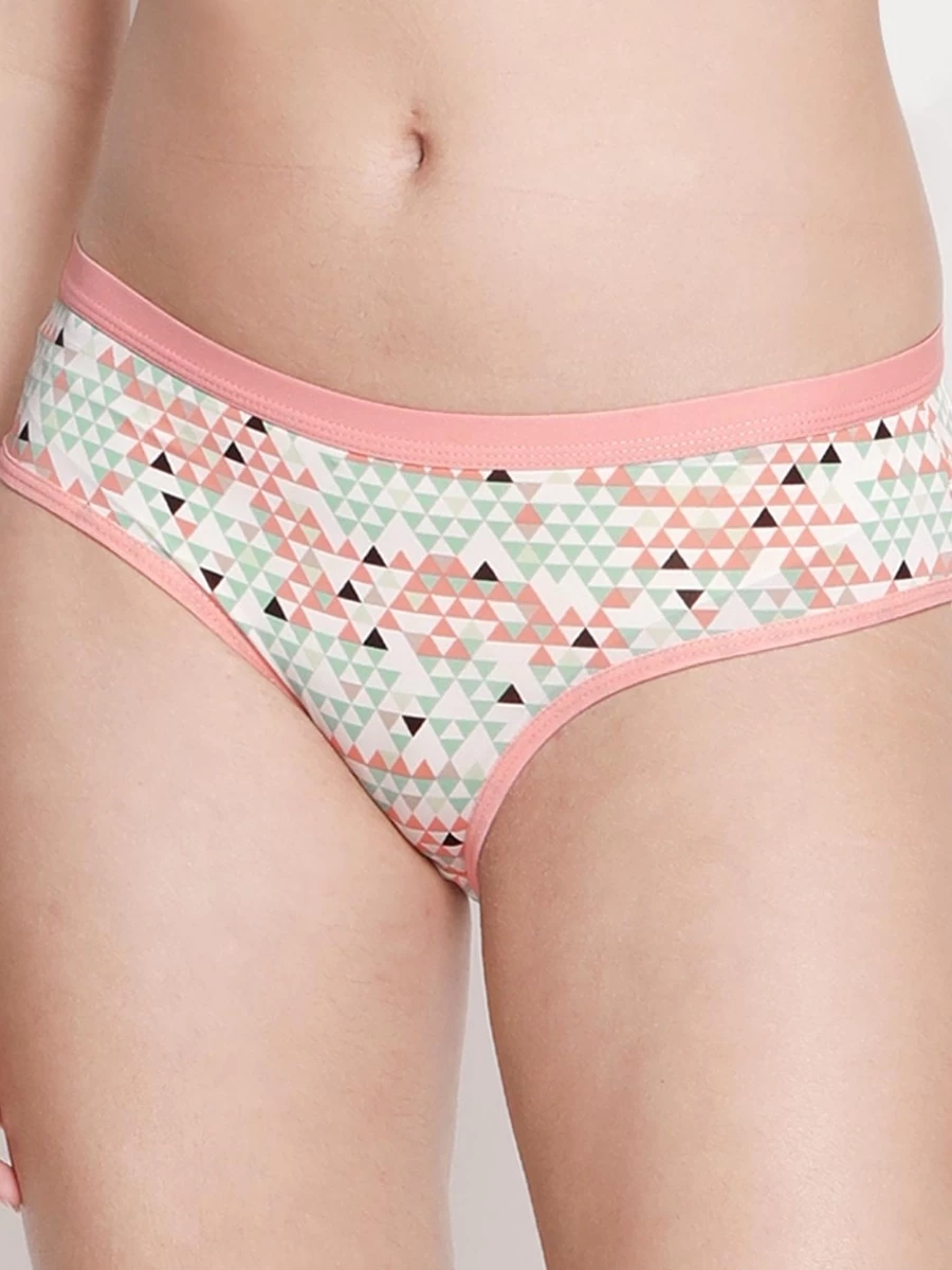 Taabu Pale Pink Geometric Print Polyamide Bikini Panty 4 Taabu Pale Pink Geometric Print Polyamide Bikini Panty - Image 2