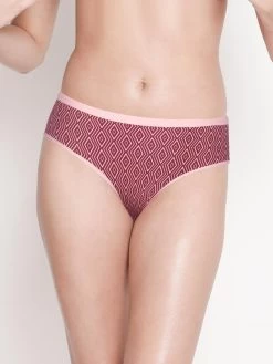 Taabu Cabernet Red Geometric Print Polyamide Bikini Panty