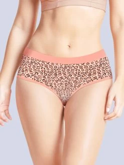 Taabu Salmon Peach Animal Print Polyamide Bikini Panty